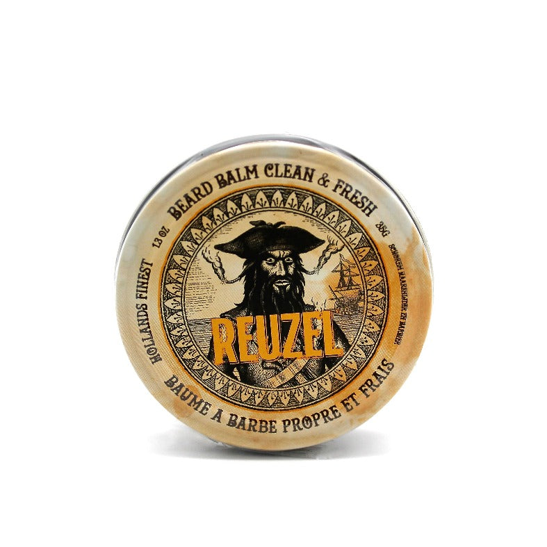 Reuzel Deutschland Clean & Fresh beard balm in a jar, showcasing its smooth texture and fresh scent for grooming.