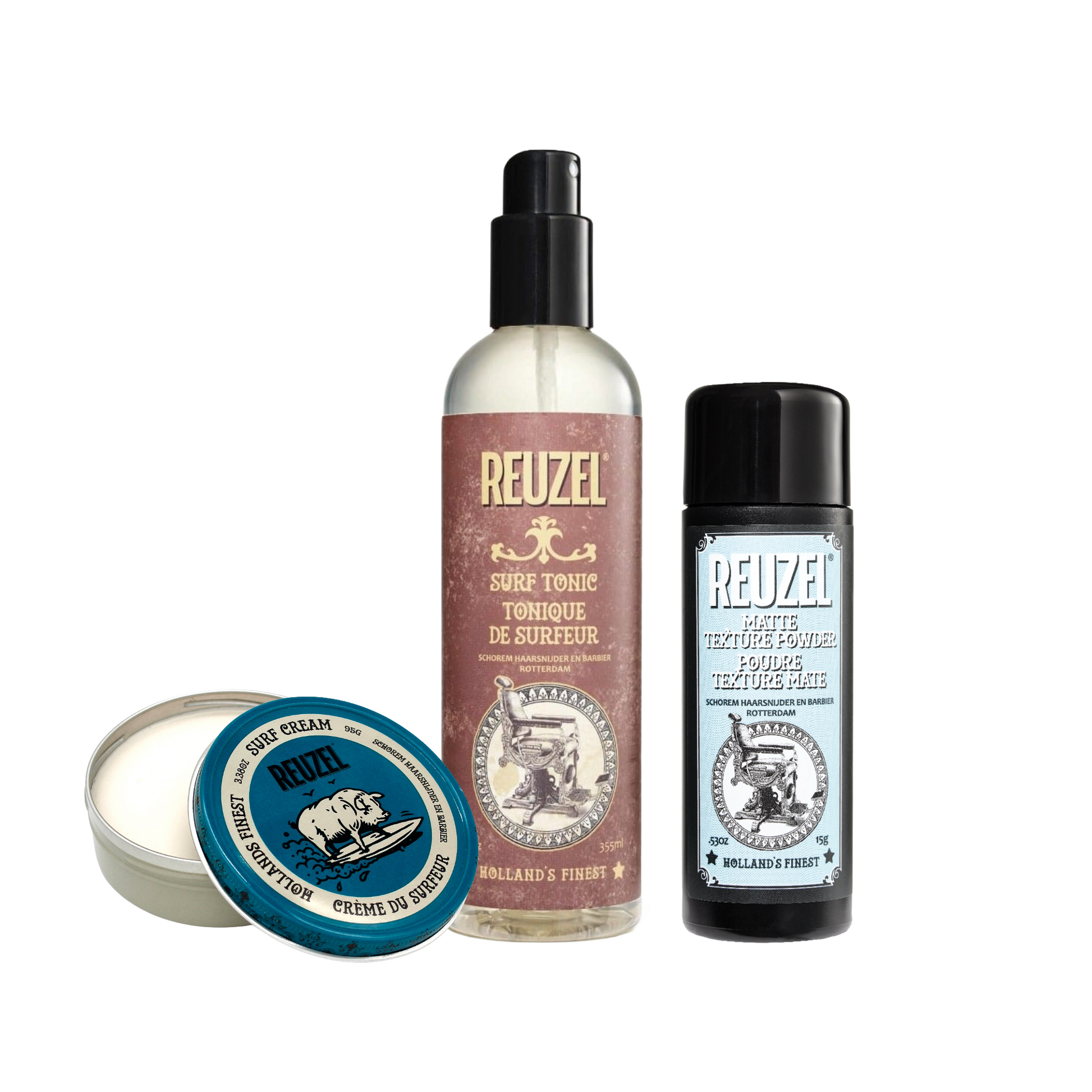 Reuzel Deutschland Beach Hair Bundle with styling products for textured, beach-inspired hair looks.