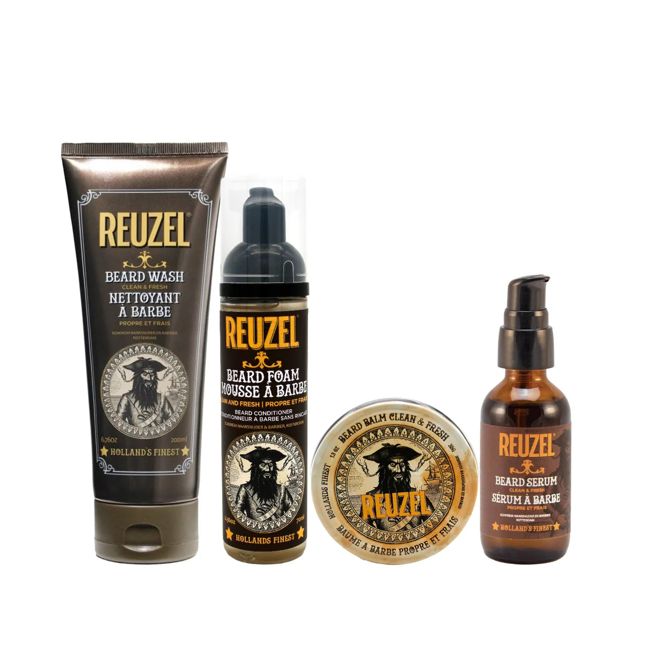 Reuzel Deutschland Ultimate Beard Care Bundle with beard oil, balm, and comb for soft, healthy beards.