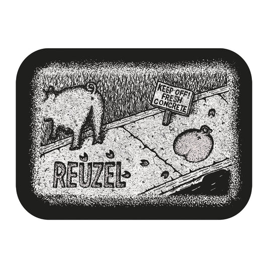 Reuzel Concrete Dirty Dozen metal tray for merch display, featuring the Reuzel Deutschland branding and a durable, industrial design.