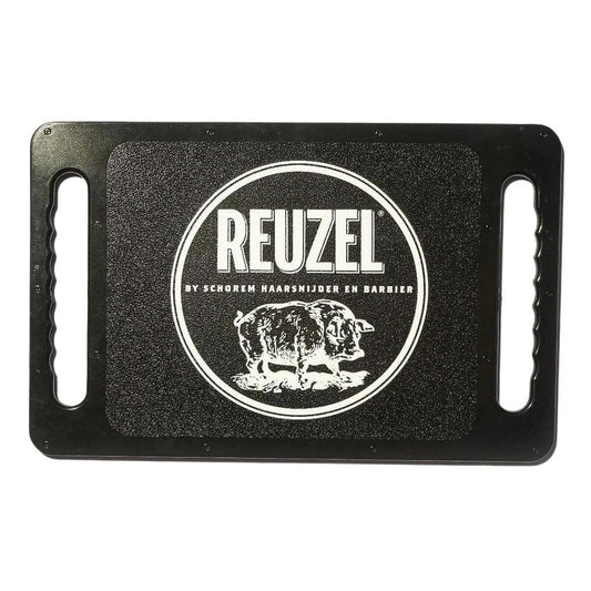 Reuzel Deutschland mirror with dual handles, rectangular shape, black frame, and reflective glass for grooming or display.