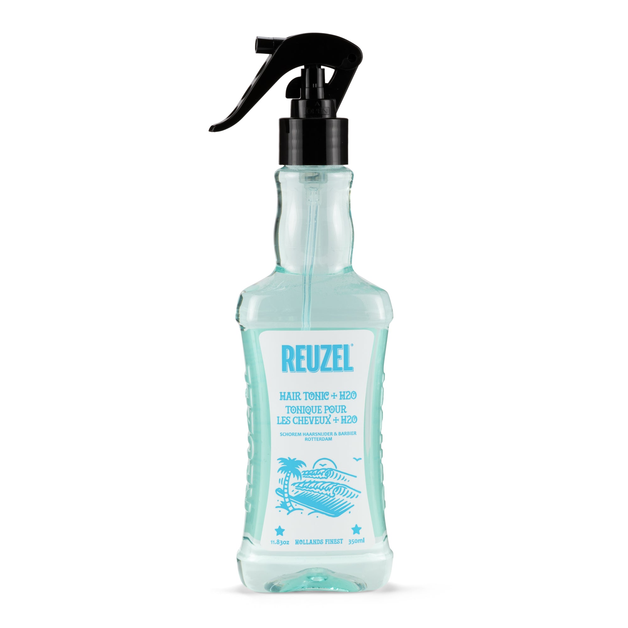 Reuzel Deutschland spray bottle filled with hair styling product for grooming and hair care.