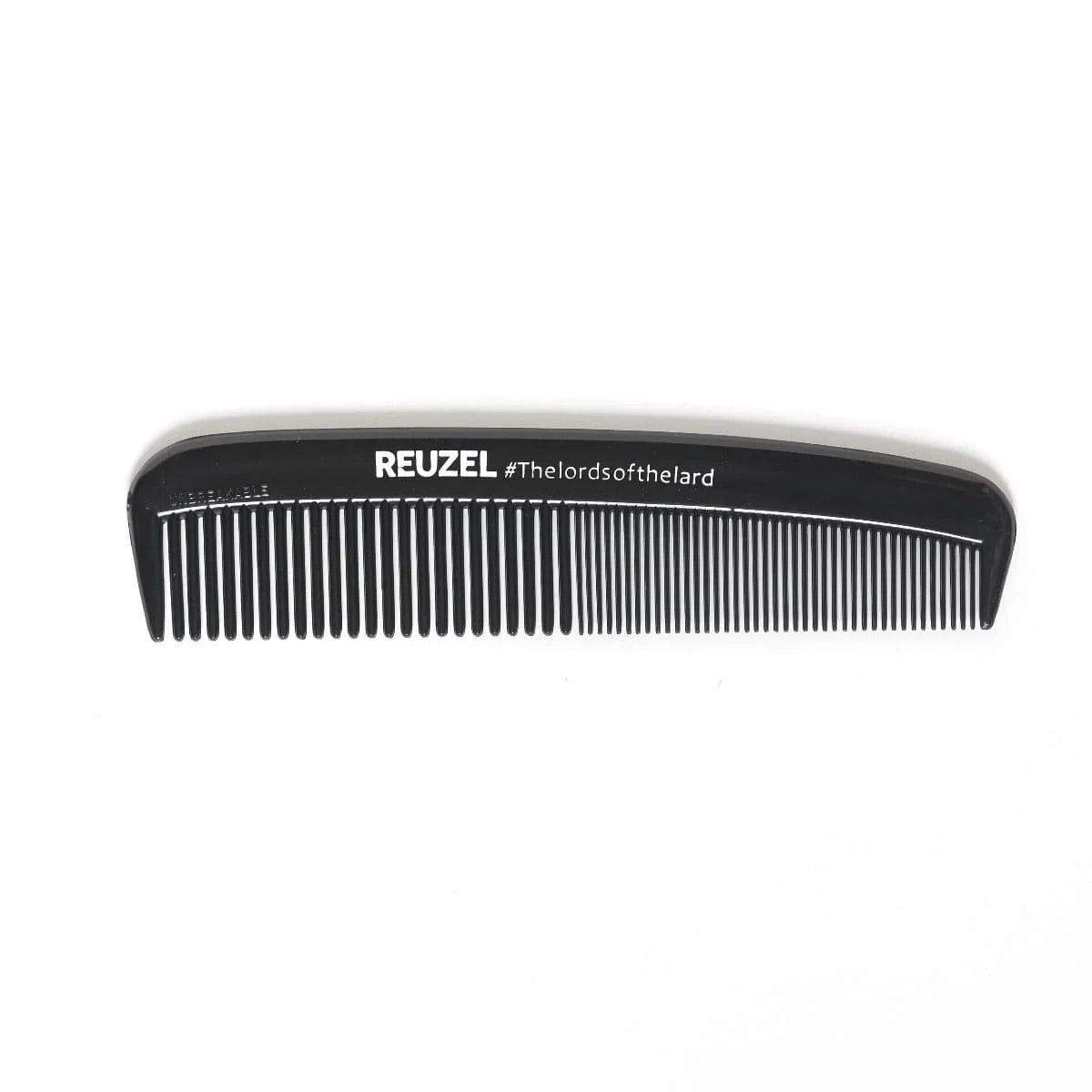 Black Reuzel pocket comb for beard, hair, and mustache grooming, made by Reuzel Deutschland, compact and easy to carry.