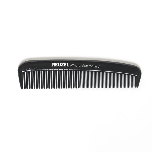 Black Reuzel pocket comb for beard, hair, and mustache grooming, made by Reuzel Deutschland, compact and easy to carry.