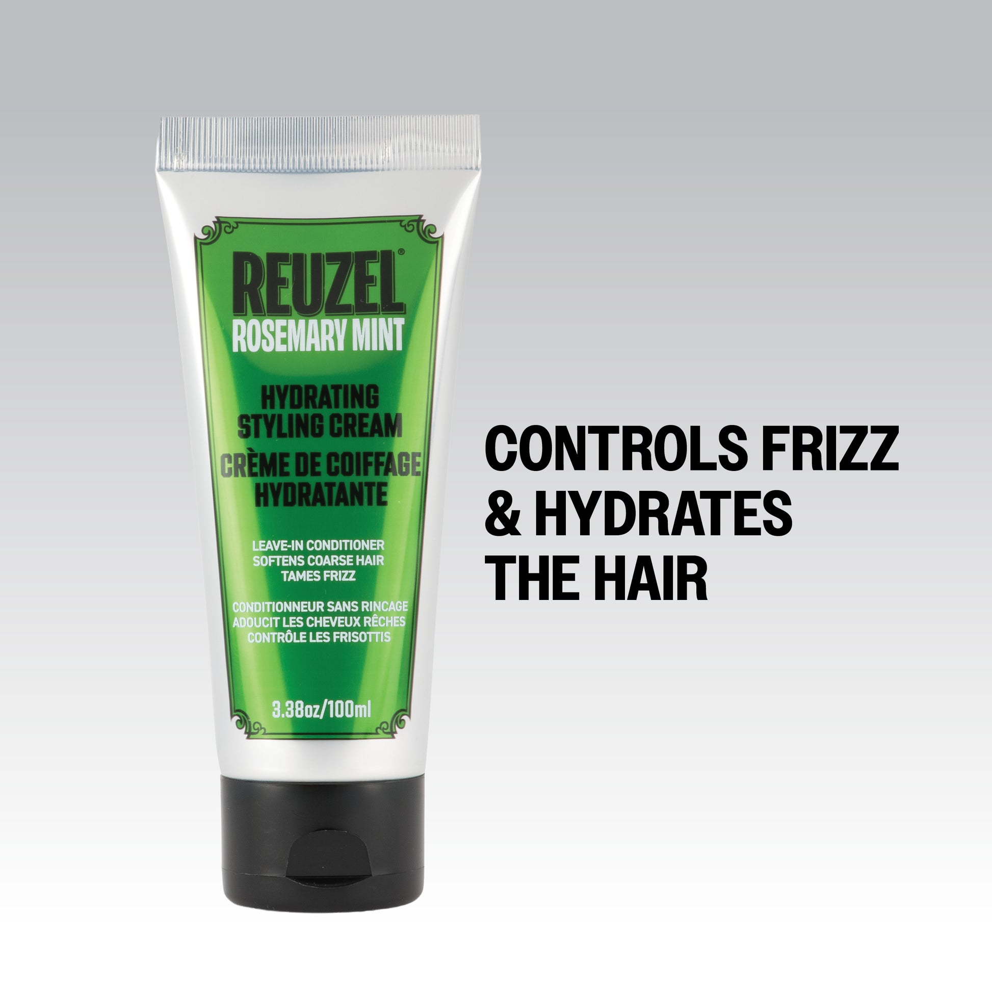 Reuzel Deutschland hydrating styling cream applied to hair, showcasing smooth, shiny, and well-styled hair for a polished look.