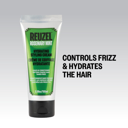 Reuzel Deutschland hydrating styling cream applied to hair, showcasing smooth, shiny, and well-styled hair for a polished look.