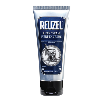 Reuzel Deutschland Fiber Cream hair styling product in a jar, showcasing its thick, textured consistency for strong hold and matte finish.