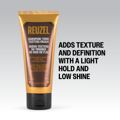 Reuzel Deutschland Grooming Tonic Texture Cream in a jar, showing its creamy hair styling product with a smooth texture.