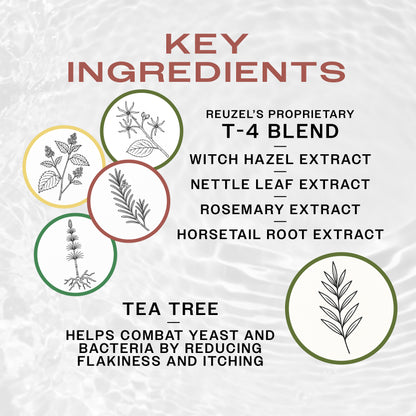 Reuzel Deutschland 3-in-1 Tea Tree Shampoo, Conditioner, and Body Wash bottle with label and pump dispenser.