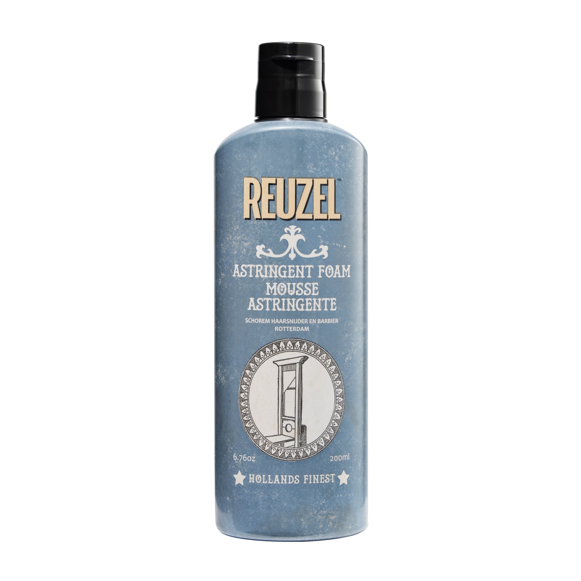 Reuzel Deutschland Astringent Foam for beard care, with a foaming cleanser in a sleek bottle, designed to refresh and tighten skin.