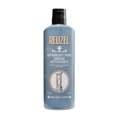 Reuzel Deutschland Astringent Foam for beard care, with a foaming cleanser in a sleek bottle, designed to refresh and tighten skin.