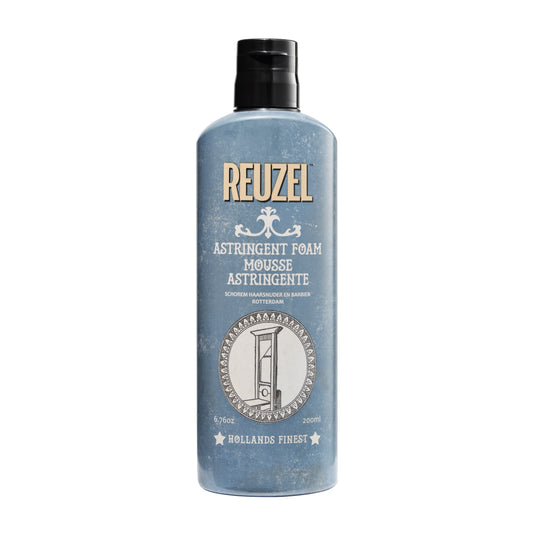 Reuzel Deutschland Astringent Foam for beard care, with a foaming cleanser in a sleek bottle, designed to refresh and tighten skin.