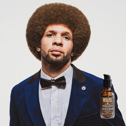 Reuzel Deutschland Clean & Fresh Beard Serum bottle with dropper for beard nourishment and hydration.