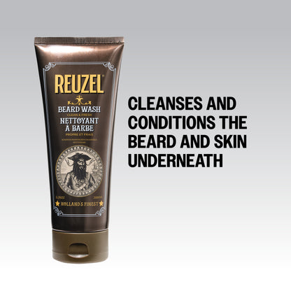 Reuzel Deutschland Clean & Fresh Beard Wash in a bottle, designed for cleansing and refreshing facial hair.