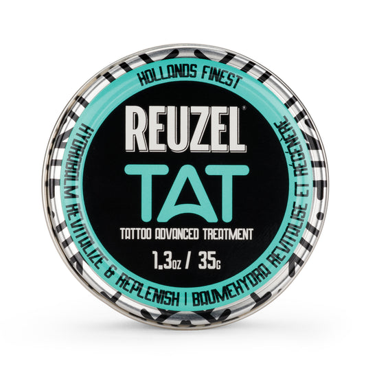 Reuzel Deutschland Hydrabalm tattoo aftercare balm in a jar, with a natural, soothing cream texture shown in the image.