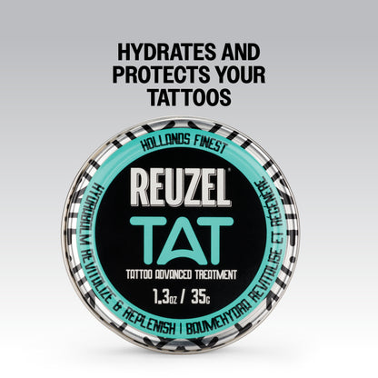 Reuzel Deutschland Hydrabalm tattoo aftercare balm in a jar, with the product label visible and creamy texture visible.