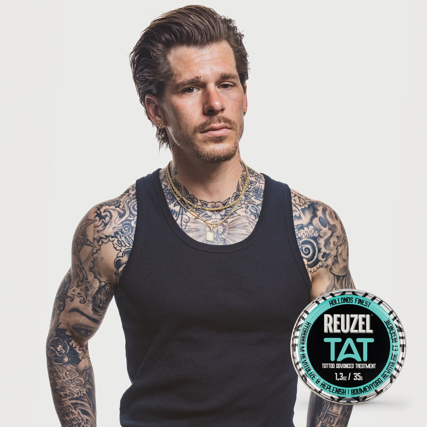 Reuzel Deutschland Hydrabalm tattoo aftercare product in a sleek container, designed for moisturizing and healing tattoos.