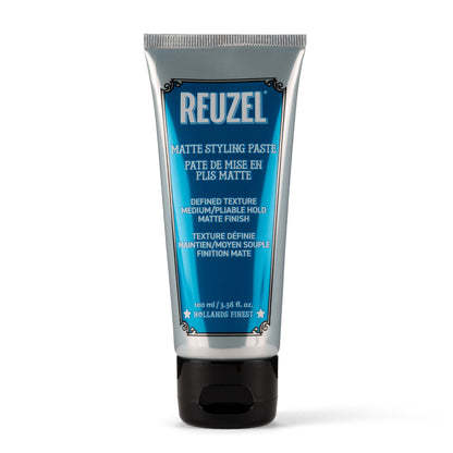 Reuzel Deutschland matte styling paste in a jar, showing the product label and smooth texture for versatile hair styling.