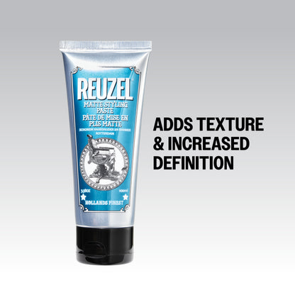 Reuzel Deutschland Matte Styling Paste in a jar, showing smooth, matte textured hair styling product for versatile hair hold and finish.
