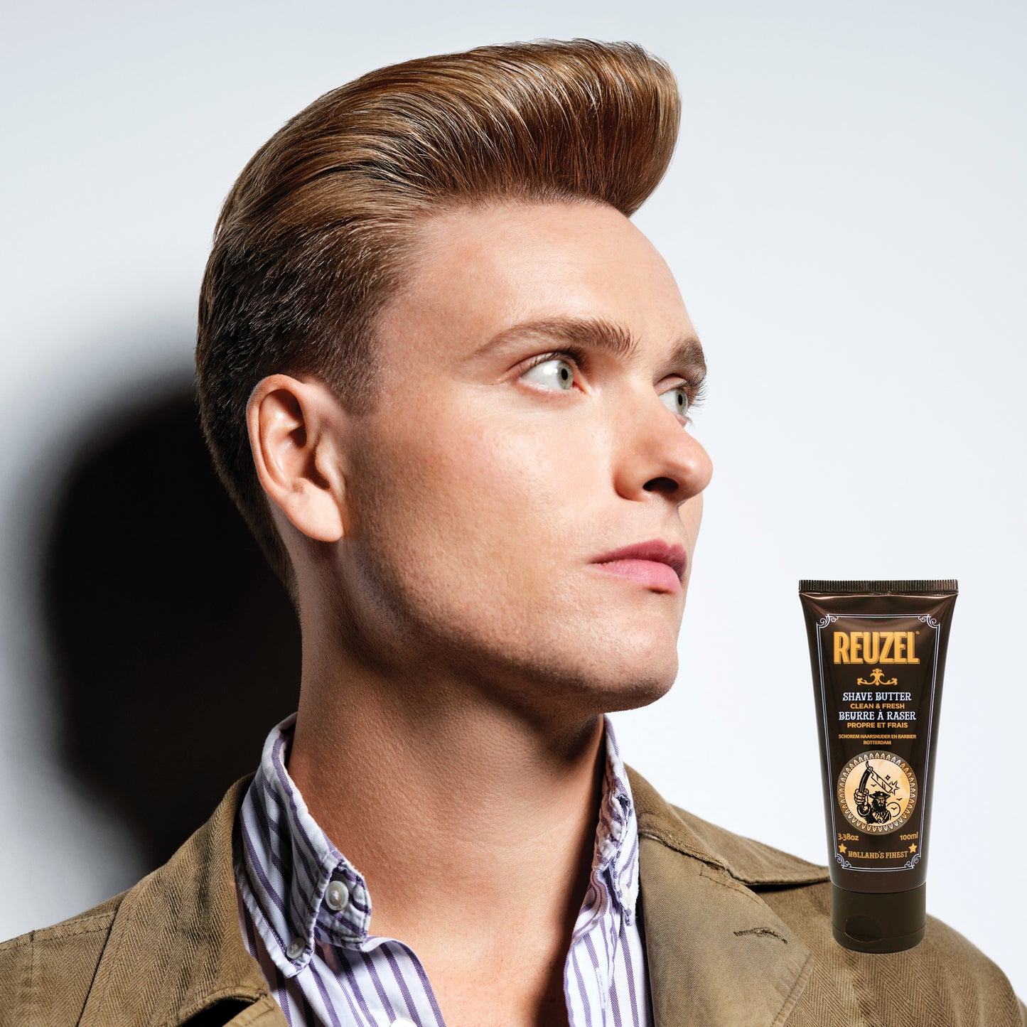 Reuzel Deutschland Clean & Fresh Shave Butter in a jar, smooth beard grooming product with a clean, fresh scent for shaving comfort.