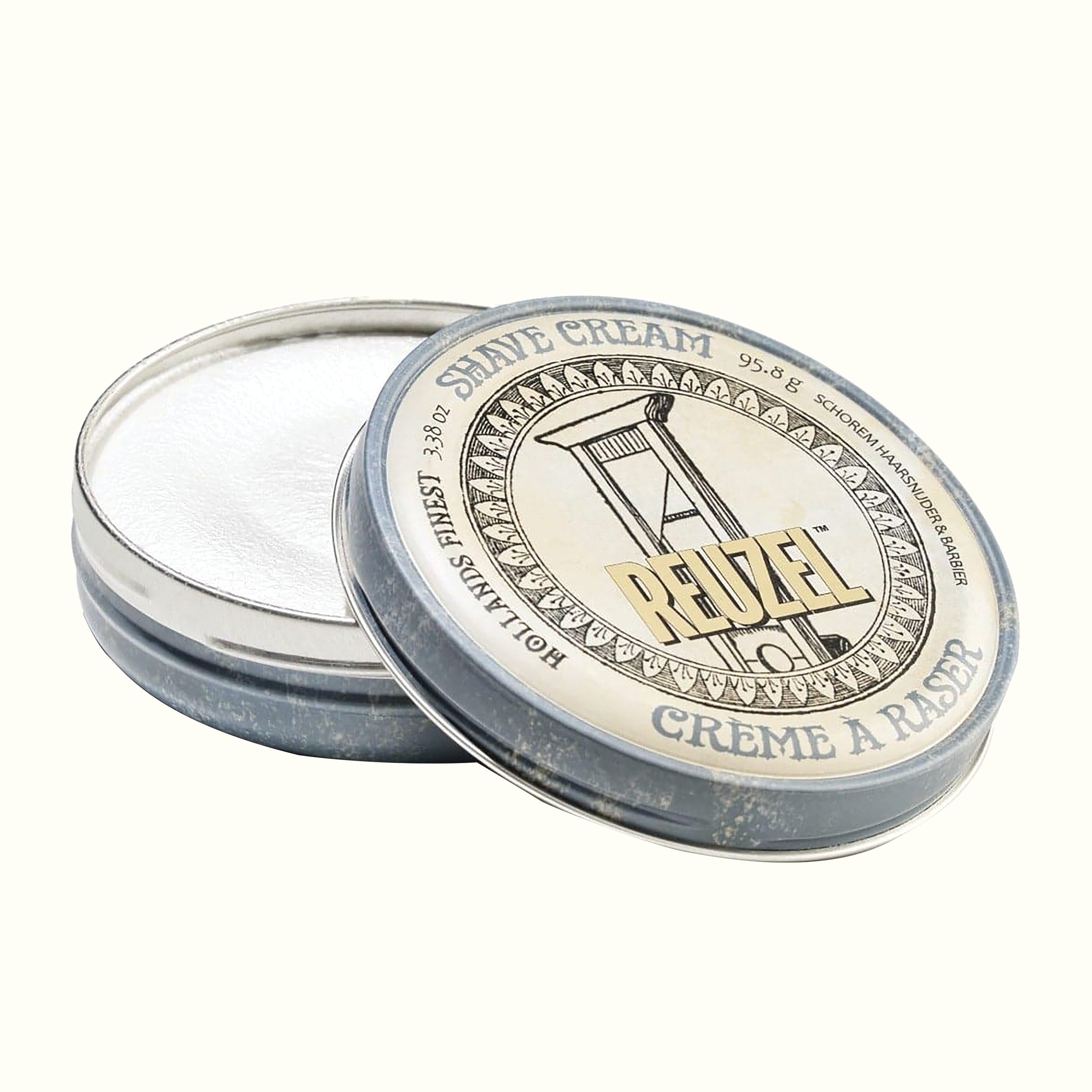 Reuzel Deutschland beard shave cream in a jar, creamy and rich texture, ideal for a smooth shave and skincare.