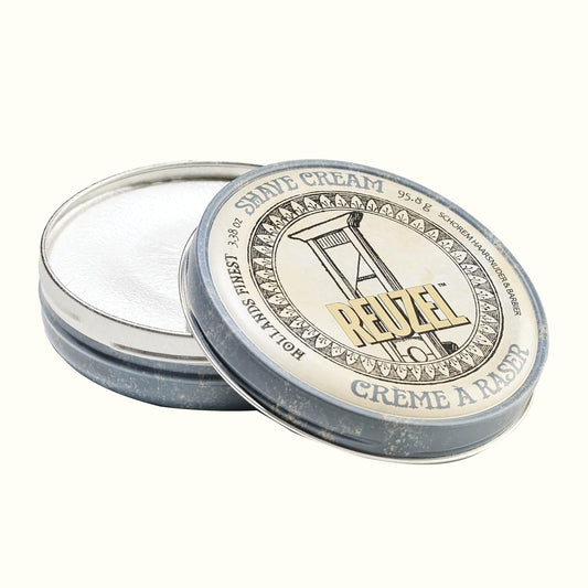 Reuzel Deutschland beard shave cream in a jar, creamy and rich texture, ideal for a smooth shave and skincare.