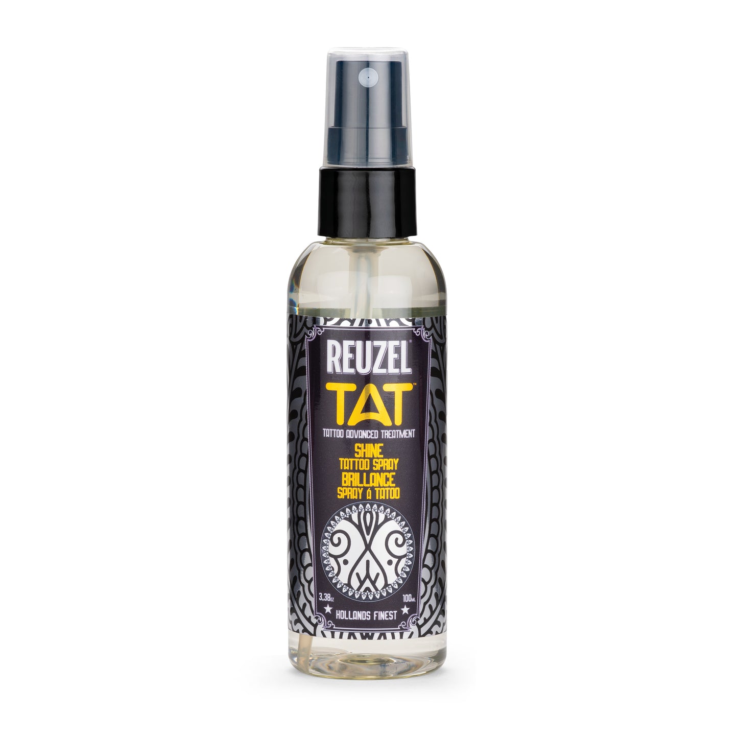 Reuzel TAT (Tattoo Aftercare) Shine Tattoo Spray in a spray bottle on a white background