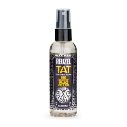 Reuzel TAT (Tattoo Aftercare) Shine Tattoo Spray in a spray bottle on a white background