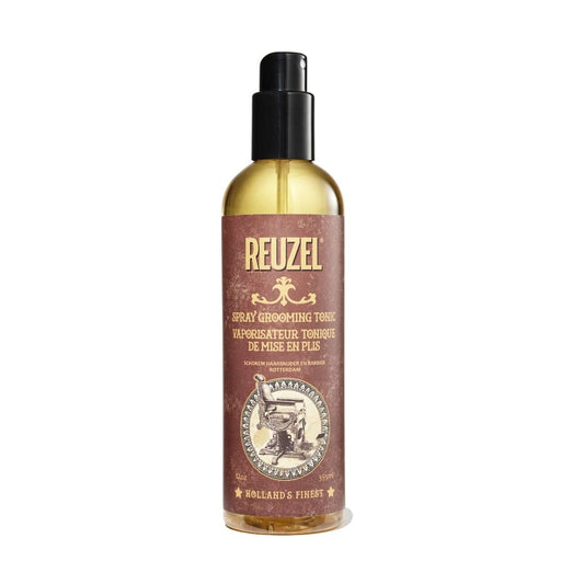 Reuzel Deutschland Spray Grooming Tonic, a hair tonic in a spray bottle, designed to enhance hair health and styling.