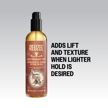 Reuzel Deutschland Spray Grooming Tonic hair tonic bottle with spray nozzle, for styling and hair care.