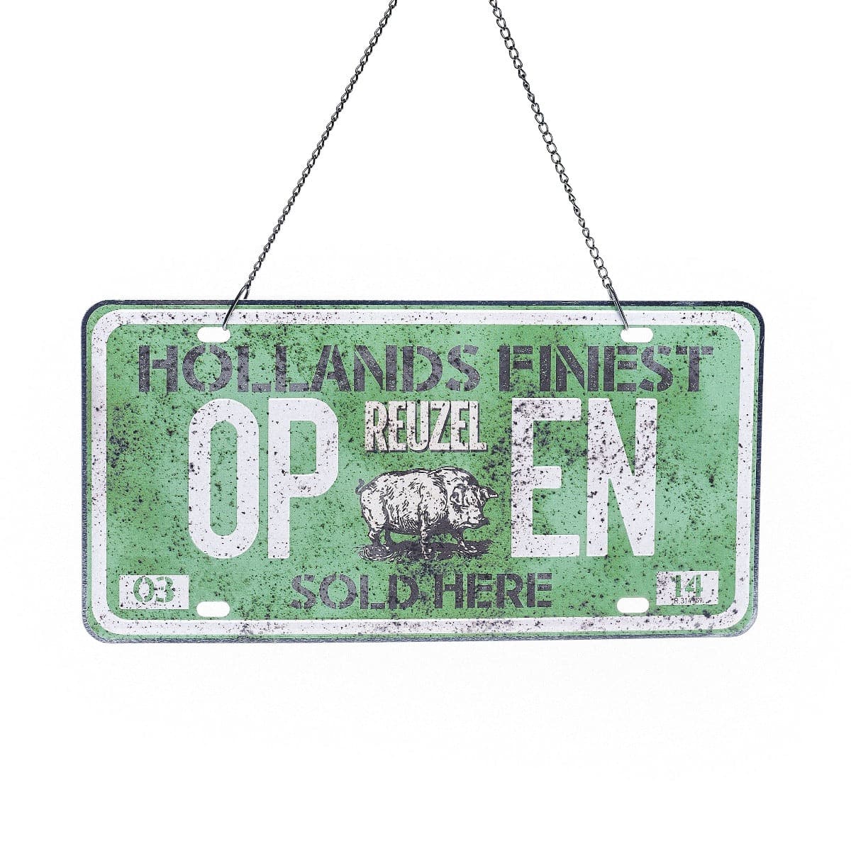 Open and closed store sign by Reuzel Deutschland, featuring clear "Open" and "Closed" text for retail signage.