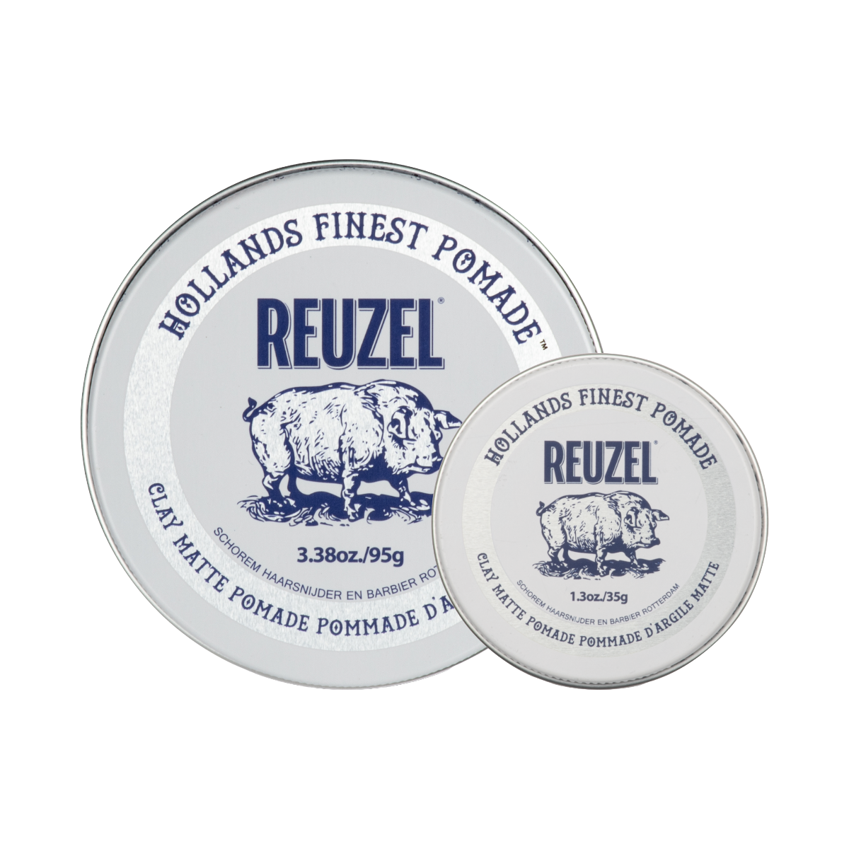 Reuzel Deutschland Road Trip To Go Clay Matte Pomade in a jar, ideal for textured, matte hairstyle styling.